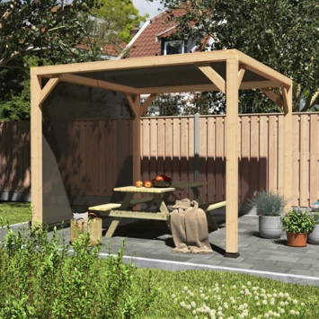 Pergola Silvano Douglas Incl. Schaduwdoek & Zijdoek 324x324 Cm 3 Pergola Silvano Douglas Incl. Schaduwdoek & Zijdoek 324x324 Cm - Afbeelding 3