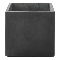 Pot Fiberclay Donkergrijs Streep Vierkant Ø26 H24 Cm